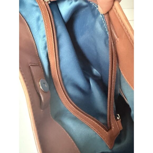 Cole Haan Genevieve Leather Woven Tote In Brown Leather Handbag 16x9.5x6 In - Picture 6 of 10